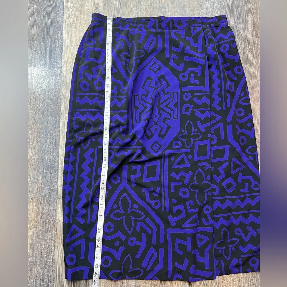 90s Vintage Joan Leslie Maxi Long Skirt PURPLE BLACK Color Size 20W - Picture 5 of 7
